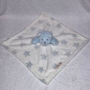 Blankets & beyond white, blue stars, teddy bear fleece lovey, security blanket